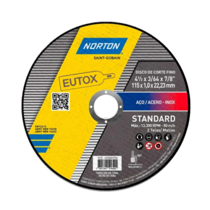 DISCO CORTE INOX FINO STANDARD 4,5(115x1,0x22) NORTON