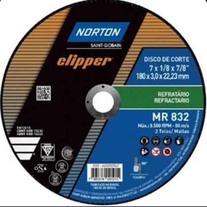 DISCO CORTE REFRATARIO CLIPPER MR832 7(180x3,0x22) NORTON