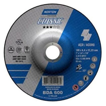 DISCO DESBASTE METAL CLASSIC BDA600 7(180x6,4x22) NORTON