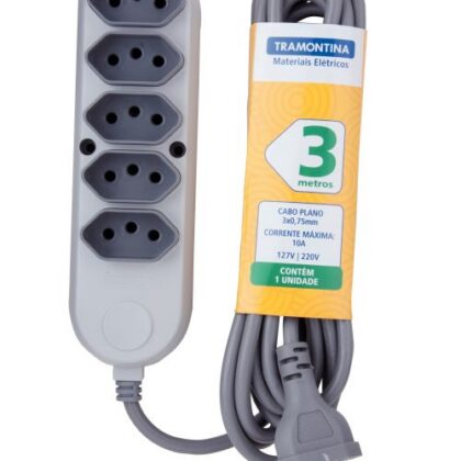 EXTENSAO 5TOM 3P 10A PP 0,75mm 03m 57504030 TRAMONTINA