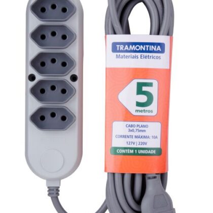 EXTENSAO 5TOM 3P 10A PP 0,75mm 05m 57504031 TRAMONTINA