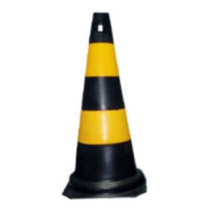 CONE 70cm PRETO E AMARELO PLASTCOR