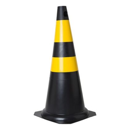 CONE 70cm PRETO E AMARELO REFLETIVO PLASTCOR