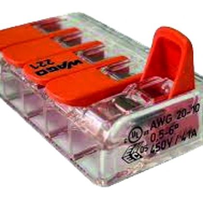 CONECTOR EMENDA 5 FIOS ATE 6,0mm 221-615 WAGO