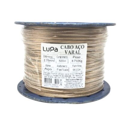 CABO ACO VARAL PLASTIFICADO DIAM EXT 2,75mm BOB 500m LUPA