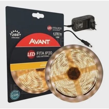 FITA LED IP20 3000K 5m 4,8W/m 12V C/ TRANSF AVANT