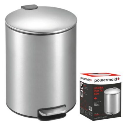LIXEIRA INOX SLIM C/PEDAL 3L POWERMAID