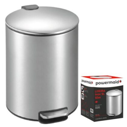 LIXEIRA INOX SLIM C/PEDAL 5L POWERMAID