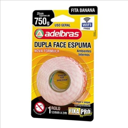 FITA DUPLA FACE ESPUMA FIXA PRO ADELBRAS 12mmx2m