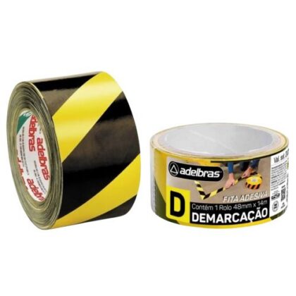 FITA DEMARCACAO AMARELA/PRETA 48mmx14m ADELBRAS