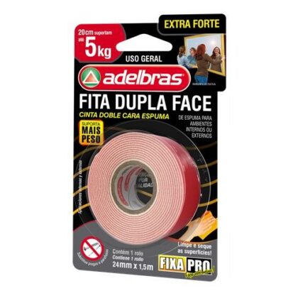 FITA DUPLA FACE ESPUMA EXTRA FORTE ADELBRAS 24mmx1,5m