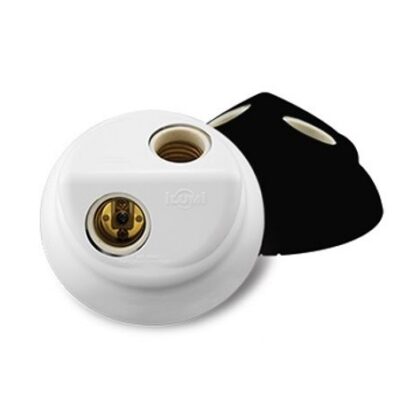 PLAFONIER BASE ILUMI C/PORC DUPLO 100W PRETO 18082