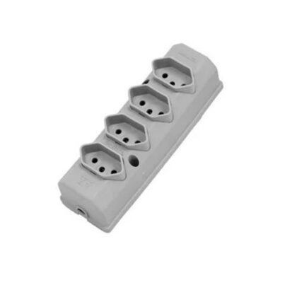 TOM BARRA NBR 3P 10A(4x)QUADRUPLA CINZA ILUMI