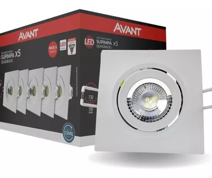 SPOT LED QUAD 05W PACK 5UN 6500K DIREC BIV AVANT