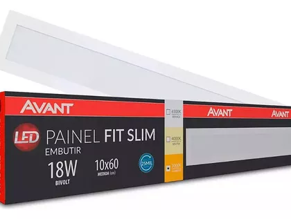PAINEL LED EMB RET 18W 3000K 1440lm 10x60cm AVANT