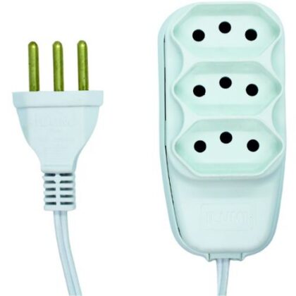 EXTENSAO COMPACTA 3TOM 3P 10A PP 0,75mm 03m BRANCA ILUMI
