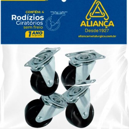 RODIZIO MESA ZINC CARTELA PRETO 38mm ALIANCA(4)
