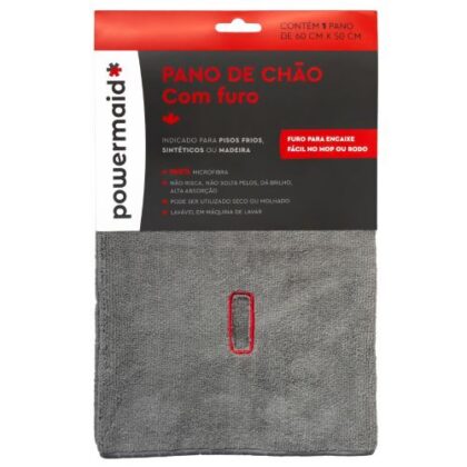 PANO CHAO COM FURO 60cm x 50cm  CINZA POWERMAID