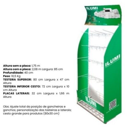 EXPOSITOR CHAO GANCHEIRA MEDIO 1,64m x 0,34m ILUMI MKT